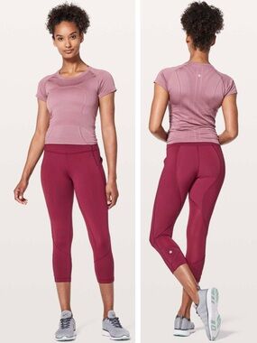 LULULEMON Pace Rival Crop *22" in Ruby Wine Sz. 6